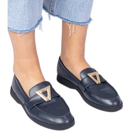 Navy Women's Loafers med en elegant dekoration blå