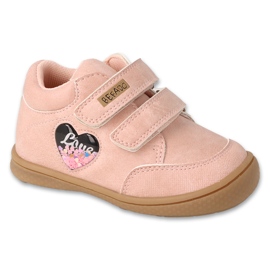 Befado børnesko med velcro 169P024, læderindsats, pink lyserød