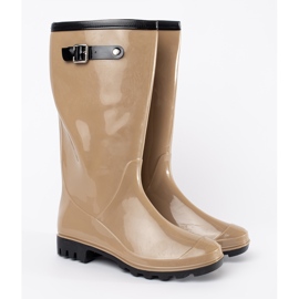 Beige lakerede kvinders galoshes