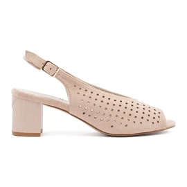 Goodin Lys -være åbne sandaler på en lav stolpe beige