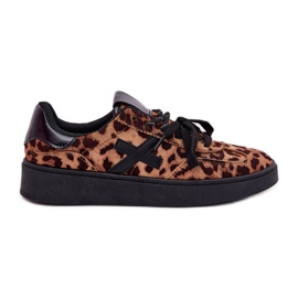 Lav kvinders sportssko med leopardprint brun