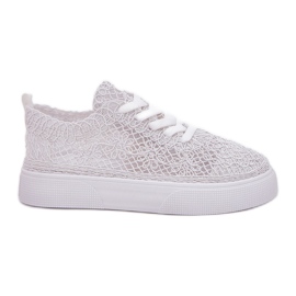 Kvinders flettede sneakers på platformen White hvid