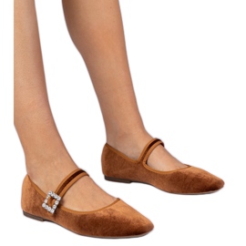 Brown Women's Velour Ballerinas med en spænde brun