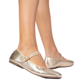 Golden Women's Ballerinas med zirkoner gylden