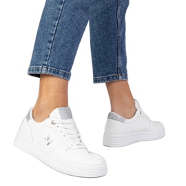 Kvinders hvide sneakers med sølvglitter