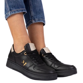 Sorte kvinders sneakers med gylden glitter