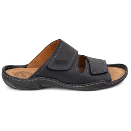 Olivier Klassiske mænds læder flip flops 0048 sort nubuk
