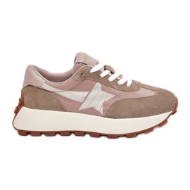 Kvinders ruskindsportsko på Vinceza 66720 beige platform