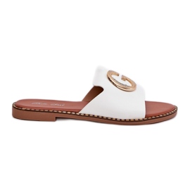 Eco Leather Flat Women's hjemmesko med en dekorativ hvid detalje