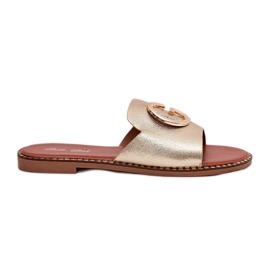 Eco Leather Flat Women's hjemmesko med en dekorativ gylden detalje