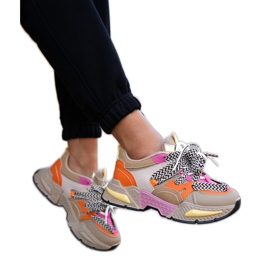 Sneakers Women's Sports Shoes med dobbelt snøring Khaki beige