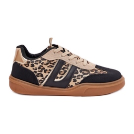 Kvinders sneakers med Eco Leather Leopard Print Black sort