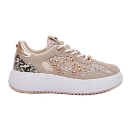 Kvinders sportssko med mesh og beige studs