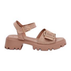 Eco Suede Kvinders sandaler med en beige spænde