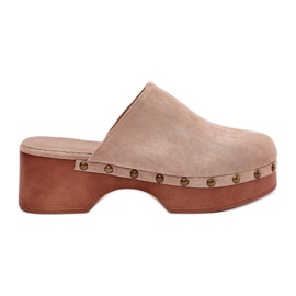 Kvinders træsko med Eco Suede studs beige