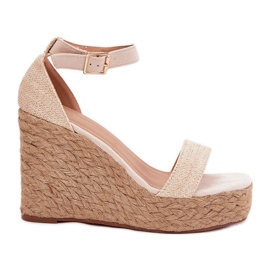 Damesandaler med fletning, beige