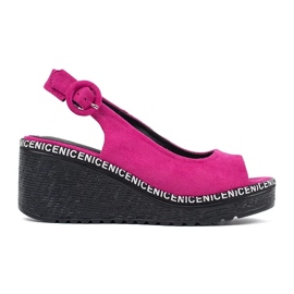 Goodin Kvinders sandaler på kilerne Fuchsia lyserød