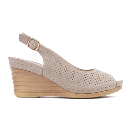 Goodin Beige Openwork Sandaler på kile