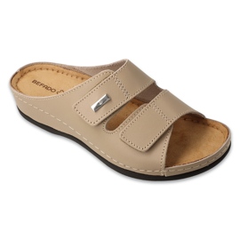 Befado Kvinders læder hjemmesko 158d282 beige