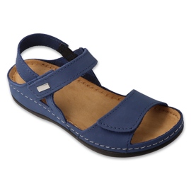 Befado Women's Leather Sandals 158d287 Navy Blue blå