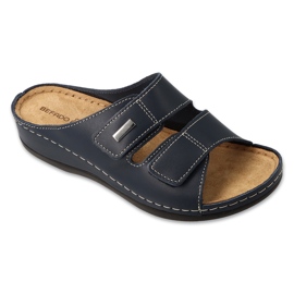 Befado Kvinders læder hjemmesko 158d284 Navy Blue blå