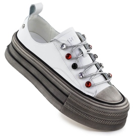 Læder sneakers på White Goe NN2N4054 -platformen hvid