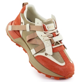 Kvinders læder sneakers beige orange goe rr2n4064