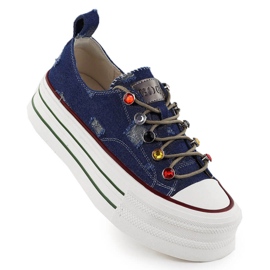 Denim sneakers på Blue Goe RR2N4103 platform blå