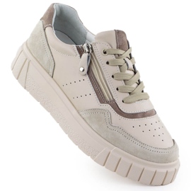 Læder sneakers på Filippo DP6862 beige platform