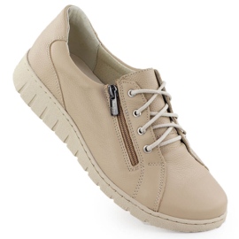 Kvinders lædersko komfortable beige helios 429