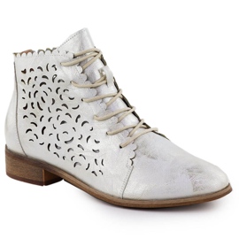 Kvinders Openwork Boots Hvid forgyldt Potocki 25-12646
