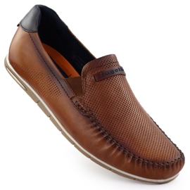 Læder Moccasins Mænds komfortable glidende brun Bugatti RR153207