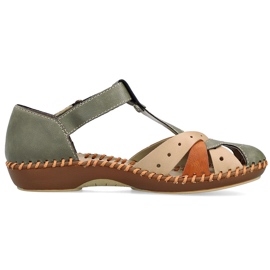 Kvinders komfortable sandaler til velcro, indbyggede grønne fingre Rieker M1655-54