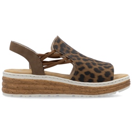 Kvinders sandaler på platform med Beige Rieker 62741-90