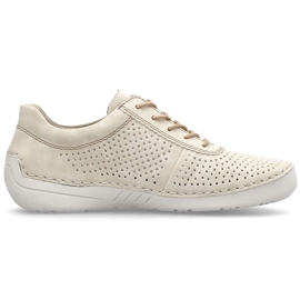 Kvinders lædersko perforerede beige Rieker 52546-60