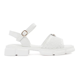 Goodin Hvid Openwork Women's Sandals på platformen med et ornament