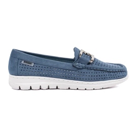 Goodin Openwork Blue Loafers med en dekorativ kæde blå