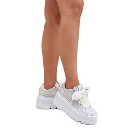 Læder sneakers på Chebello 4658 sølvplatform