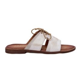 Kvinders læder flip flip flops zazoo 3022 gylden tørret