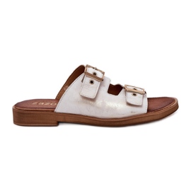 Læder flad flip flops med zazoo 3020 zloty zloty aftørret gylden