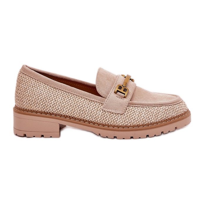 Kvinders loafers med fletning og gylden detalje beige