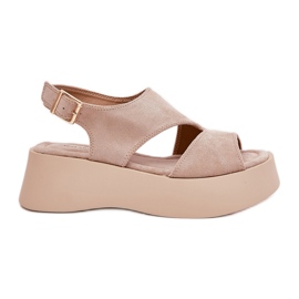 Kvinders sandaler på platformen Eco Suede Beige