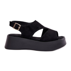 Kvinders sandaler på platformen Eco Suede Black sort