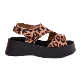 Kvinders sandaler med leopardprint på platformen Eco Suede Brown brun