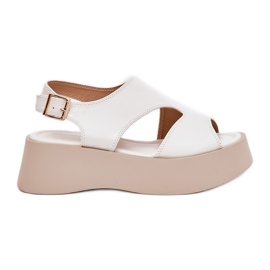Kvinders sandaler på platformen Eco White Leather hvid