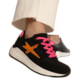 Sorte sneakers kvinders sport med glitter