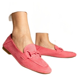 Pink kvinders åbne loafers med et ornament lyserød