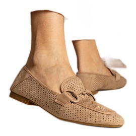 Brown Women's Openwork Loafers med et ornament brun