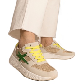 Beige kvindes sports -sneakers med glitter
