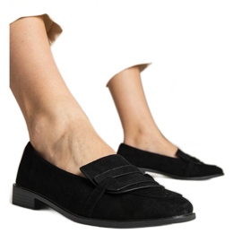 Sorte kvinders klassiske loafers lavet af Ekozamsz